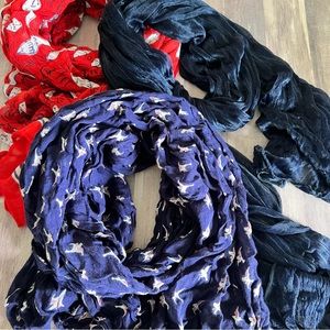 Navy Red White Aquatic Theme Scarf Lot